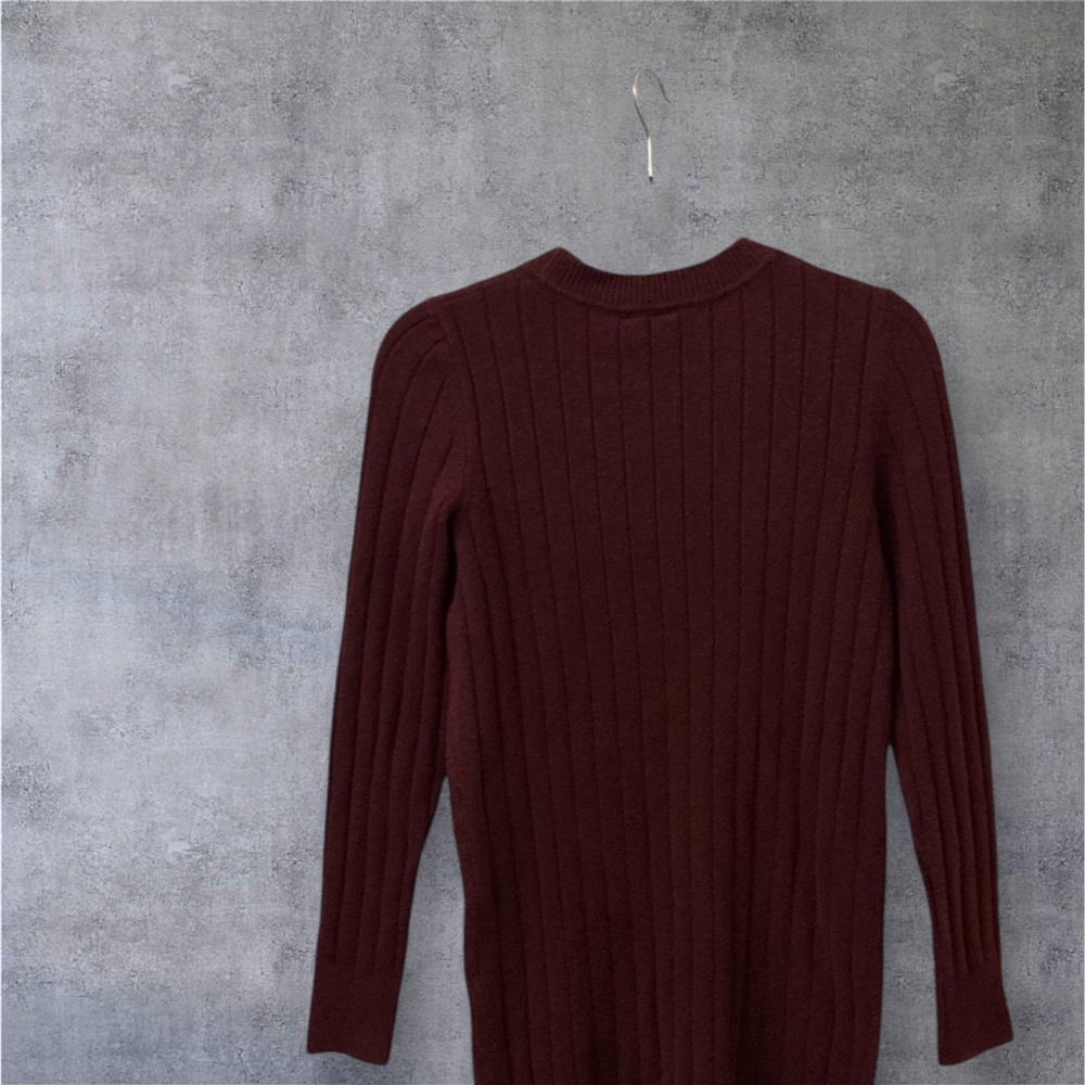 GAP Women's Ribbed Crew Neck Sweater - Deep Burgundy - Picture 3 of 5